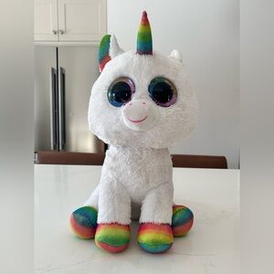 Ty Beanie Boos “Pixy” White Unicorn Plush with Rainbow Accents 18” 2019